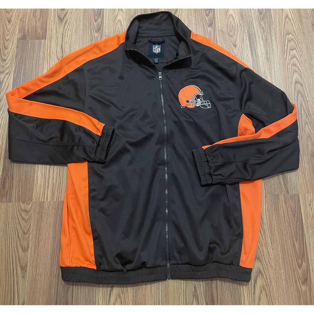 Cleveland Browns Jacket Mens Extra Large Full Zip Track G-III Black Orange